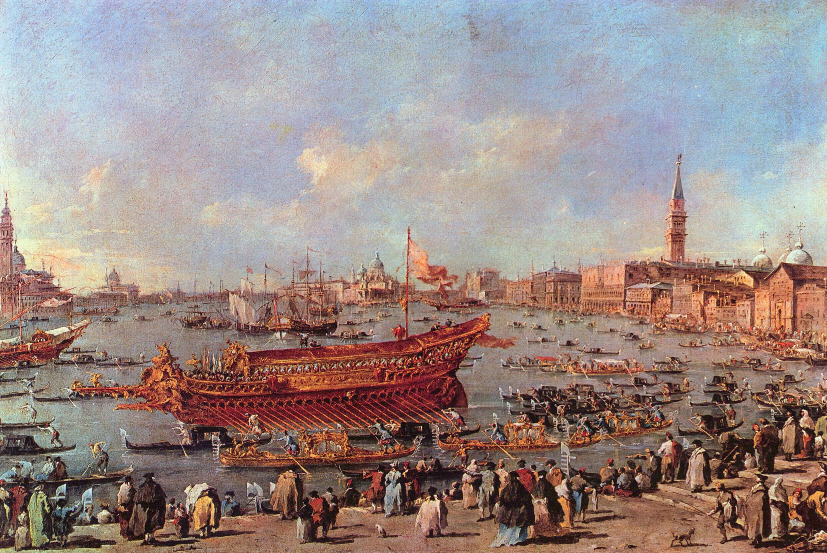Francesco Guardi painting of the Bucentaur departing Venice on Ascension Day