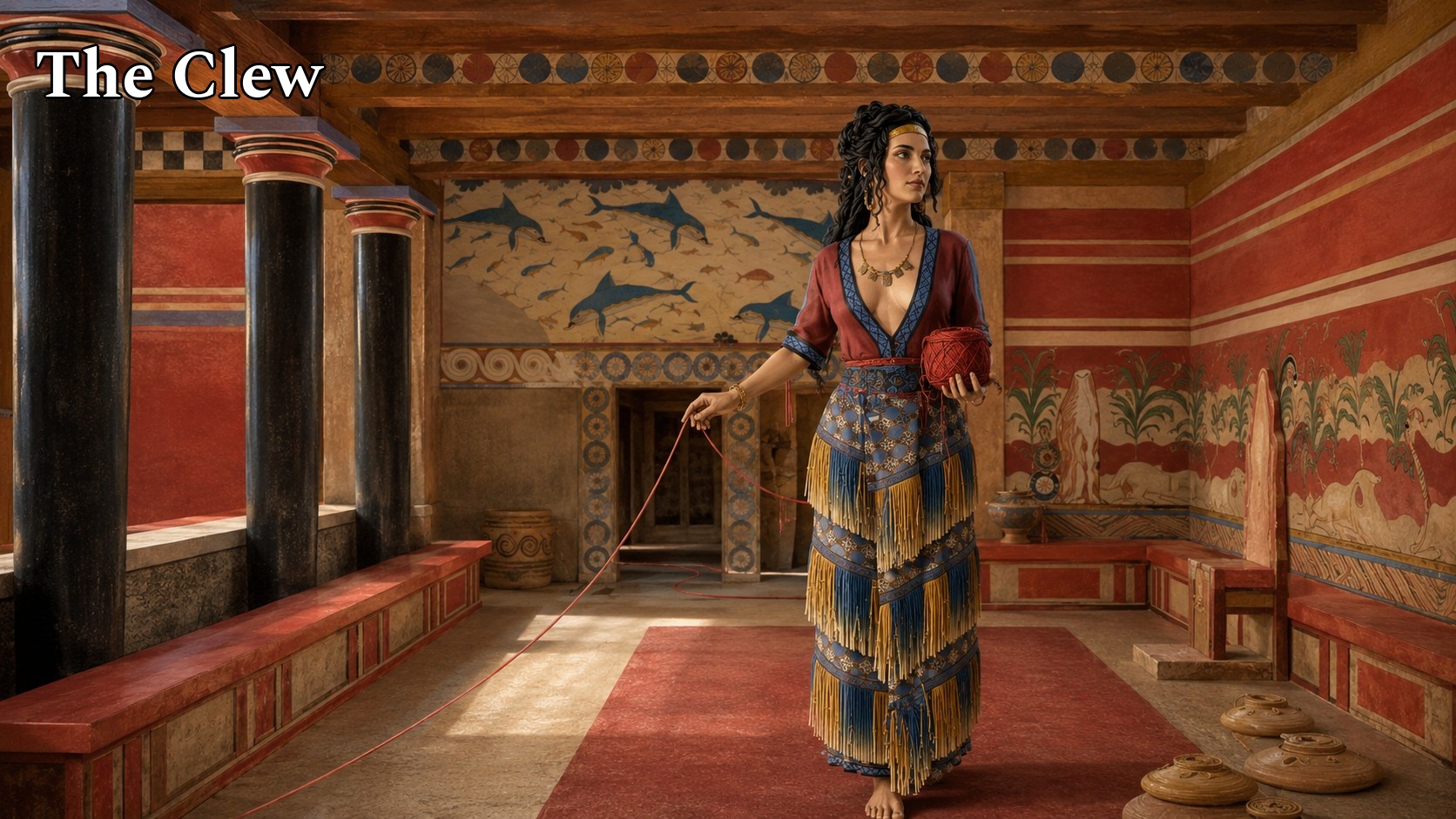 Ariadne holding the clew in the Palace of Knossos — The Clew, Bucranica