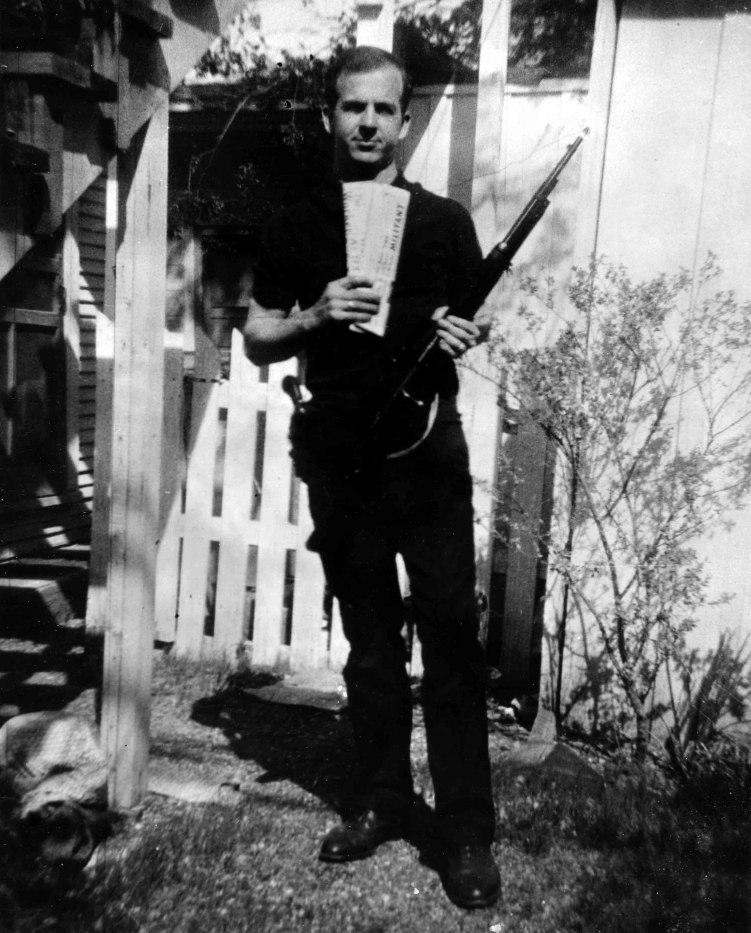 The backyard photograph of Lee Harvey Oswald at Neely Street, Dallas, March 1963